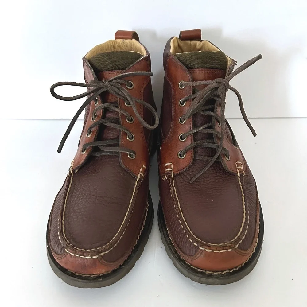 L.L. Bean Eastport Chukka Boots Men 10 D Brown Leather Lug Sole Moc Toe 244479